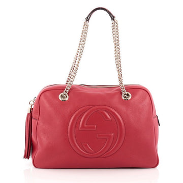 Gucci Soho Chain Zipped Shoulder Bag Leather Medium Red