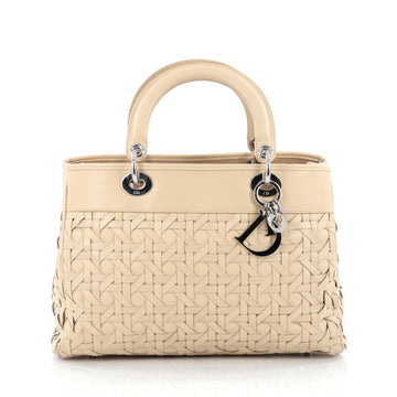Christian Dior Lady Dior Avenue Handbag Woven Leather Medium