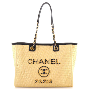 Chanel Deauville Tote Straw with Chain Detail Small