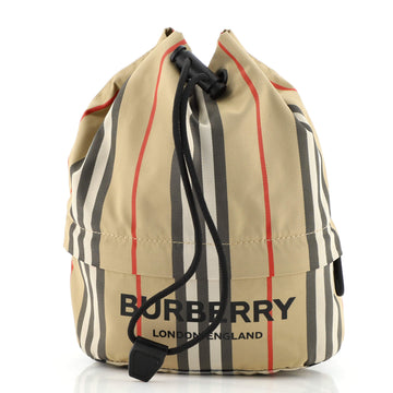 Burberry Phoebe Drawstring Pouch Icon Stripe E-Canvas Medium