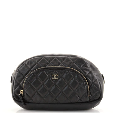 Chanel CC Front Pocket Cosmetic Pouch Quilted Caviar