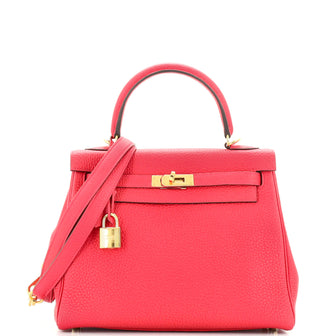 Hermes Kelly Handbag Pink Togo With Gold Hardware 25