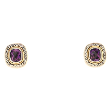 David Yurman Albion Clip-On Earrings Sterling Silver with 14K Yellow Gold and Amethyst