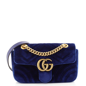 Gucci GG Marmont Flap Bag Matelasse Velvet Mini