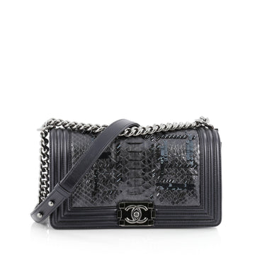 Chanel Boy Flap Bag Embellished Python Old Medium