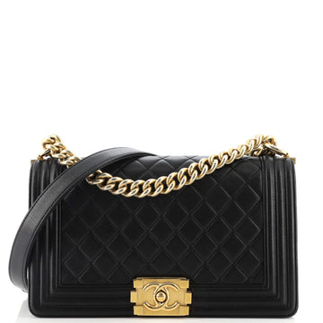 Chanel Boy Flap Bag Quilted Lambskin Old Medium