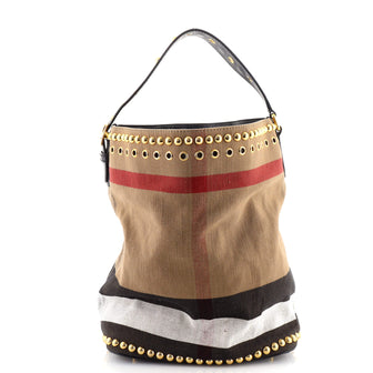 Burberry Ashby Bag Studded House Check Canvas Medium