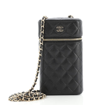 Chanel Classic Vanity Phone Holder with Chain Quilted Caviar