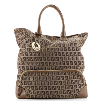 Fendi Vintage Chef Front Pocket Tote Zucchino Canvas Medium
