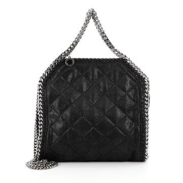 Stella McCartney Falabella Fold Over Crossbody Bag Quilted Shaggy Deer Mini