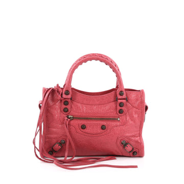 Balenciaga City Classic Studs Handbag Leather Mini Pink