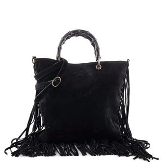 Gucci Bamboo Fringe Shopper Tote Suede Tall