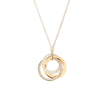 Tiffany & Co. Triple Interlocking Circles Pendant Necklace 18k White Gold with 18k Rose Gold and Diamonds