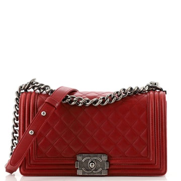 Chanel Boy Flap Bag Quilted Lambskin Old Medium