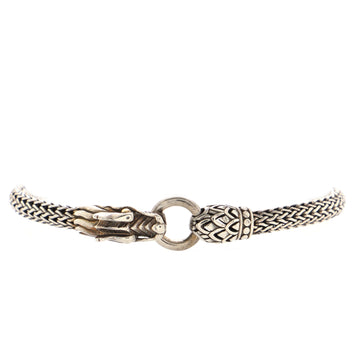 John Hardy Naga Dragon Head Double Coil Bracelet Sterling Silver with 18K Yellow Gold