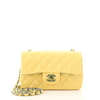 Chanel Classic Single Flap Bag Quilted Lambskin with Rainbow Hardware Mini