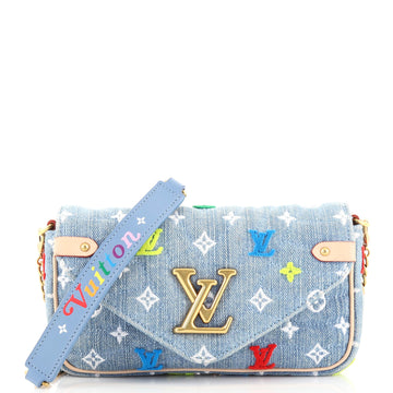 Louis Vuitton New Wave Chain Pochette Monogram Embroidered Quilted Denim