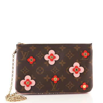 Louis Vuitton Double Zip Pochette Limited Edition Blooming Flowers Monogram Canvas