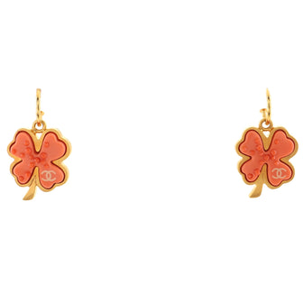 Chanel CC Clover Hook Earrings Beaded Resin with Metal