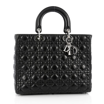 Christian Dior Lady Dior Handbag Cannage Quilt Lambskin Large