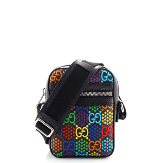 Gucci Front Zip Messenger Bag Psychedelic Print GG Coated Canvas Mini
