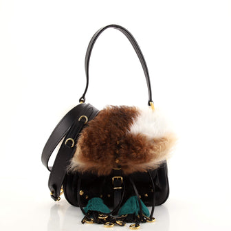 Prada Corsaire Convertible Shoulder Bag Fur and Leather Small