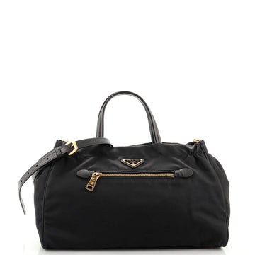 Prada Zip Convertible Shopping Tote Tessuto with Saffiano Leather Medium