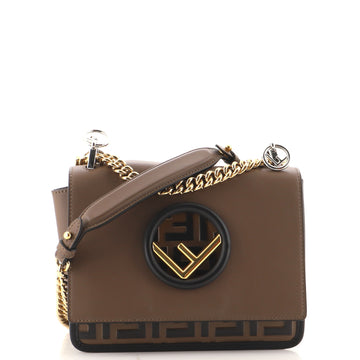 Fendi Kan I F Shoulder Bag Leather with Zucca Embossed Detail Small
