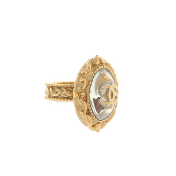 Chanel CC Oval Cocktail Ring Metal with Gripoix