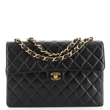 Chanel Vintage Classic Single Flap Bag Quilted Lambskin Jumbo