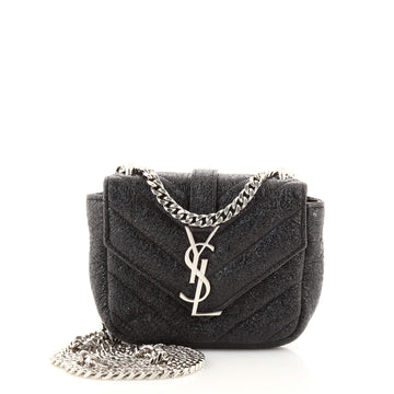 Saint Laurent Classic Monogram Crossbody Bag Matelasse Chevron Leather Micro