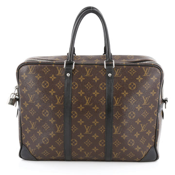 Louis Vuitton Porte-Documents Voyages Bag Macassar Monogram Canvas GM Brown