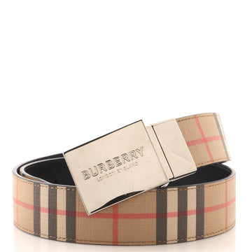 Burberry Reversible Logo Buckle Belt Vintage Check Coated Canvas Wide