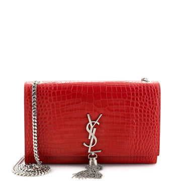 Saint Laurent Classic Monogram Tassel Crossbody Bag Crocodile Embossed Leather Medium