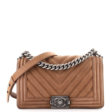 Chanel Boy Flap Bag Chevron Nubuck Old Medium