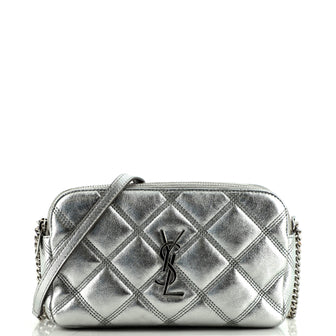 Saint Laurent Becky Double Zip Crossbody Pouch Quilted Leather Mini