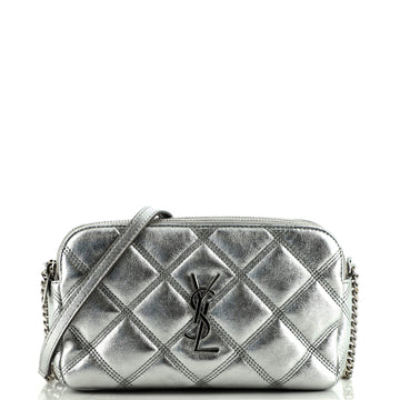 Saint Laurent Becky Double Zip Crossbody Pouch Quilted Leather Mini