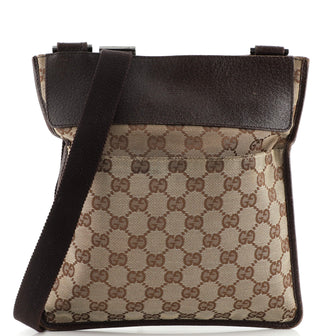 Gucci GG Supreme Monogram Web Flat Messenger Crossbody Bag Canvas/Leather