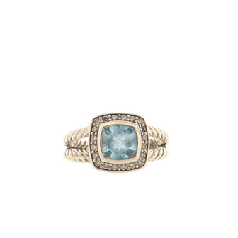 David Yurman Petite Albion Ring Sterling Silver with Topaz and Diamonds 7mm