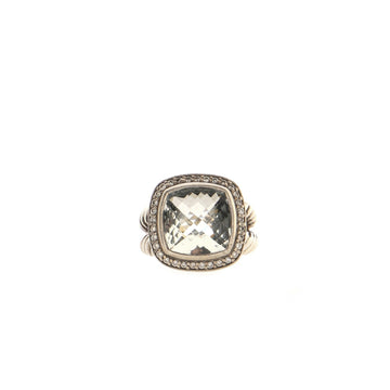 David Yurman Albion Ring Sterling Silver with Blue Topaz and Diamonds 11mm