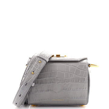 Alexander McQueen Box Shoulder Bag Crocodile Embossed Leather 19