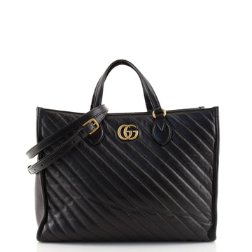 Gucci GG Marmont Shopping Tote Diagonal Quilted Leather Medium