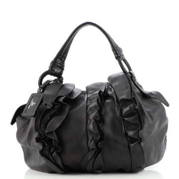Prada Ruffle Hobo Nappa Leather Large