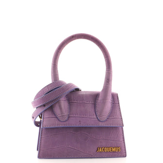 Jacquemus Le Chiquito Moyen Bag Crocodile Embossed Suede