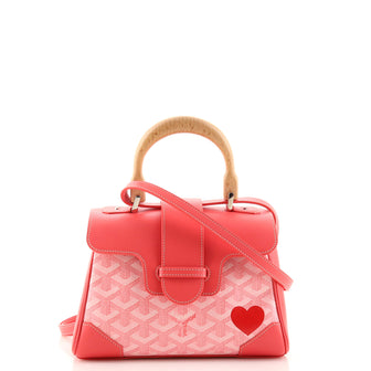 Goyard Saigon Top Handle Bag Coated Canvas with Leather Mini