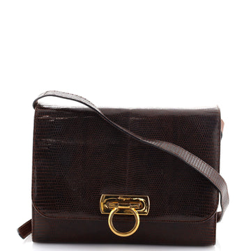 Salvatore Ferragamo Vintage Gancini Flap Crossbody Bag Lizard Small