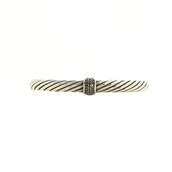 David Yurman Cable Classic Center Station Bracelet Sterling Silver with Black Diamonds 7mm