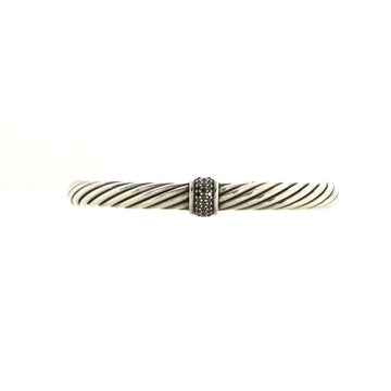 David Yurman Cable Classic Center Station Bracelet Sterling Silver with Black Diamonds 7mm