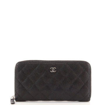 Chanel Zip Around Wallet Quilted Caviar Long