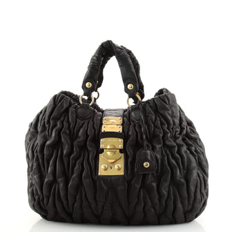 Miu Miu Coffer Convertible Satchel Matelasse Leather Large